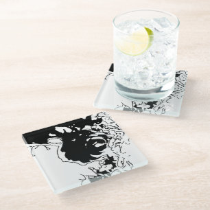 Dessous-de-verre En Verre Doodle de fleurs
