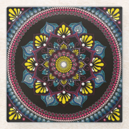 Dessous-de-verre En Verre Dot Art coloré Mandala | Boho de géométrie sacrée