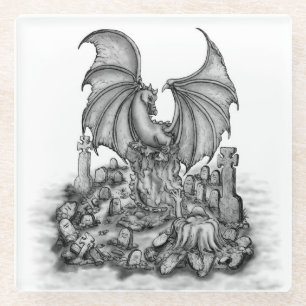 Dessous-de-verre En Verre Dragon avec Zombie