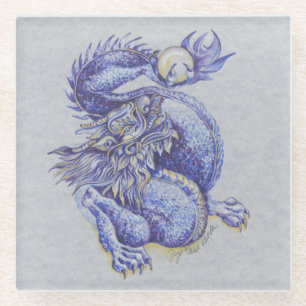 Dessous-de-verre En Verre Dragon bleu
