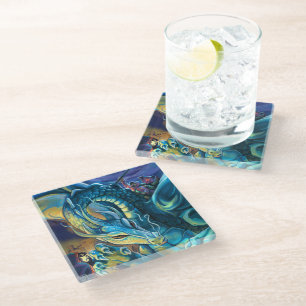 Dessous-de-verre En Verre Dragon Rider Imaginaire Art
