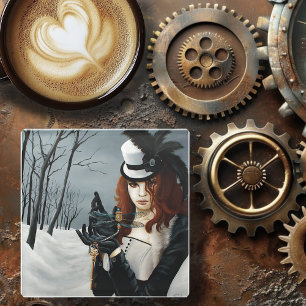 Dessous-de-verre En Verre Dragonfly clé gothique hivernale Steampunk Victori