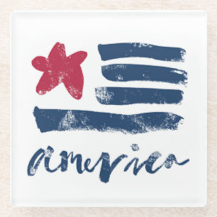Dessous-de-verre En Verre Drapeau américain Paintstrokes