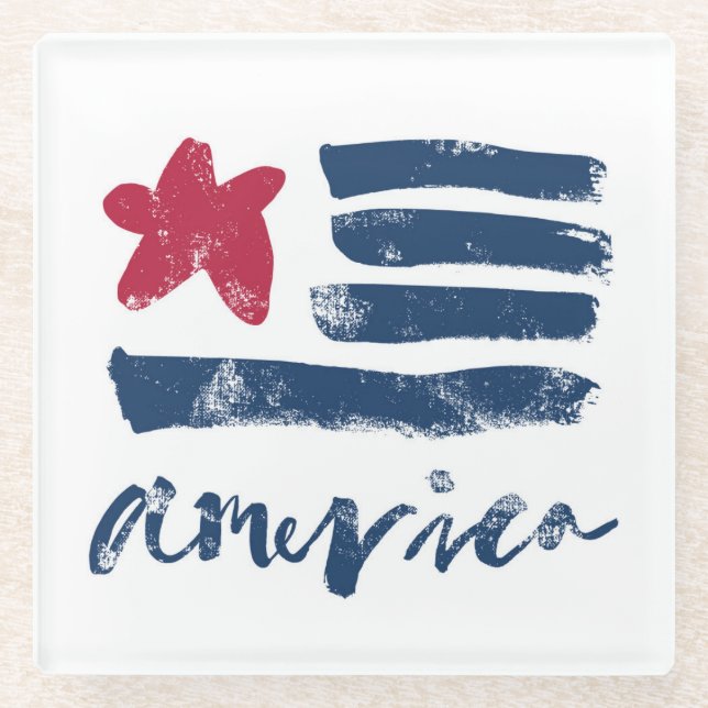 Dessous-de-verre En Verre Drapeau américain Paintstrokes (Devant)