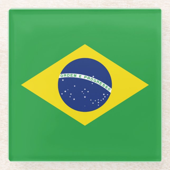 Dessous-de-verre En Verre Drapeau Brésil (Devant)