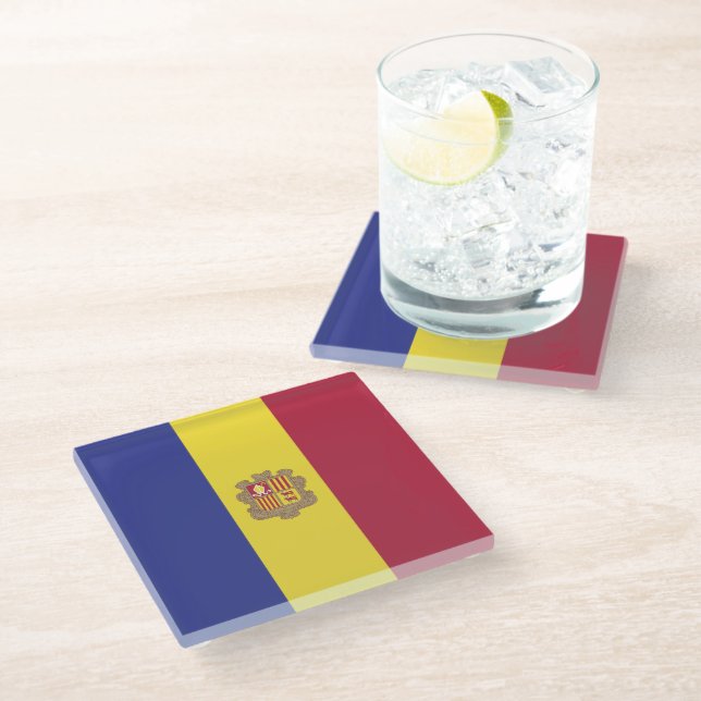 Dessous-de-verre En Verre drapeau d'Andorre (Incliné)