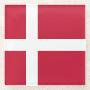 Dessous-de-verre En Verre Drapeau Danemark 