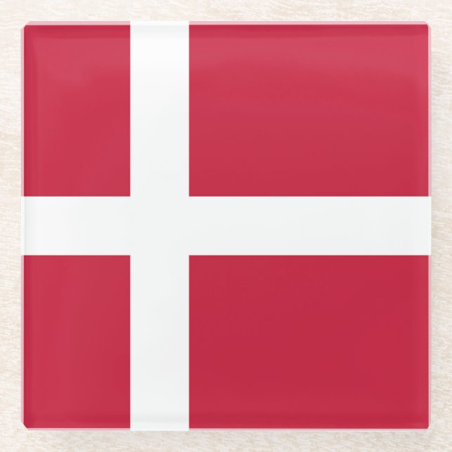 Dessous-de-verre En Verre Drapeau Danemark  (Devant)