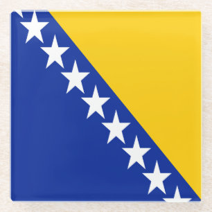 Dessous-de-verre En Verre Drapeau de Bosnie-Herzégovine patriotique