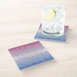 Dessous-de-verre En Verre Drapeau de fierté bigender tripant ondoyant funky