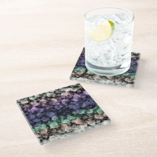 Dessous-de-verre En Verre Drapeau de fierté Uingender Boho Groovy Bulles Écl