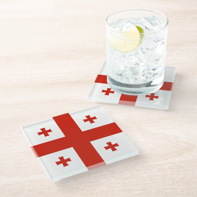 Dessous-de-verre En Verre Drapeau de Géorgie (Incliné)