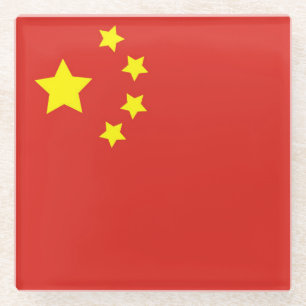 Dessous-de-verre En Verre Drapeau de la Chine
