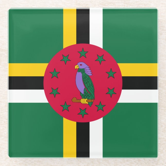 Dessous-de-verre En Verre Drapeau de la Dominique (Devant)