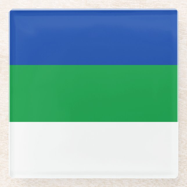 Dessous-de-verre En Verre Drapeau de la République de Komi (Devant)
