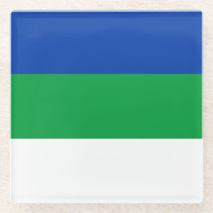 Dessous-de-verre En Verre Drapeau de la République Komi