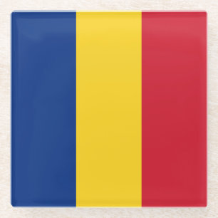 Dessous-de-verre En Verre Drapeau de la Roumanie
