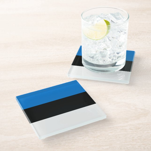Dessous-de-verre En Verre Drapeau de l'Estonie (Incliné)