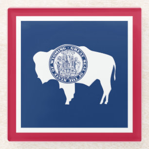 Dessous-de-verre En Verre Drapeau de l'État du Wyoming
