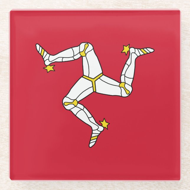 Dessous-de-verre En Verre Drapeau de l'île de Man (Devant)