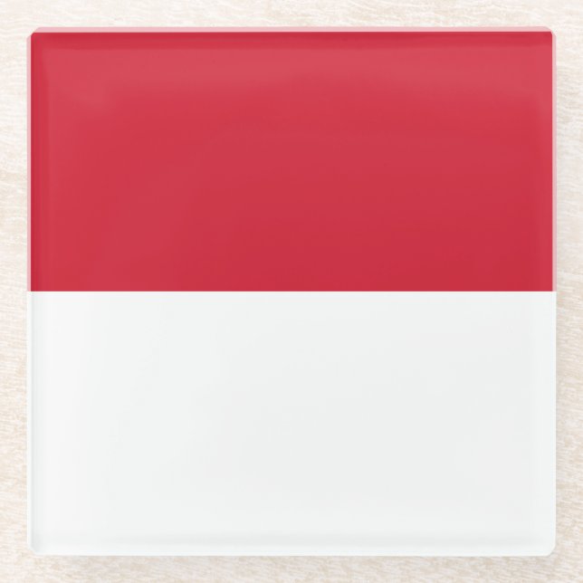 Dessous-de-verre En Verre Drapeau de Monaco (Devant)