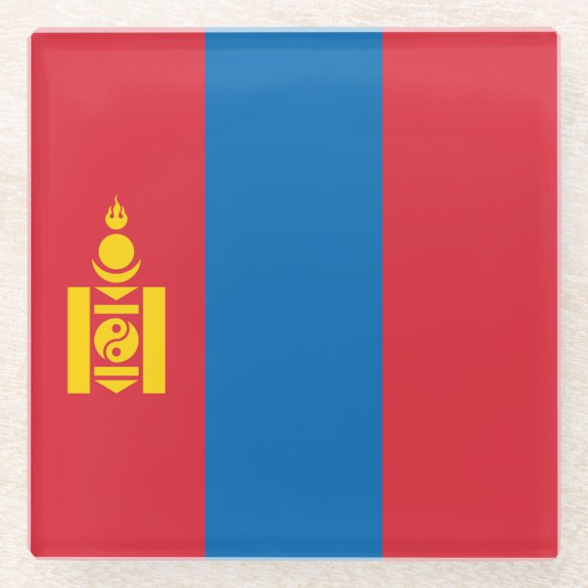 Dessous-de-verre En Verre Drapeau de Mongolie (Devant)