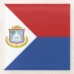Dessous-de-verre En Verre Drapeau de Saint-Martin