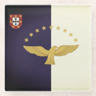 Dessous-de-verre En Verre Drapeau des Açores, Portugal