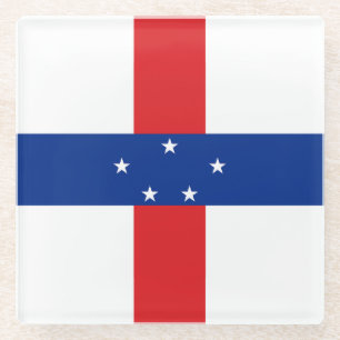 Dessous-de-verre En Verre Drapeau des Antilles néerlandaises