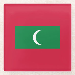 Dessous-de-verre En Verre Drapeau des Maldives