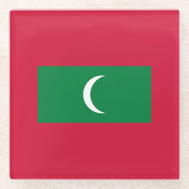Dessous-de-verre En Verre Drapeau des Maldives (Devant)