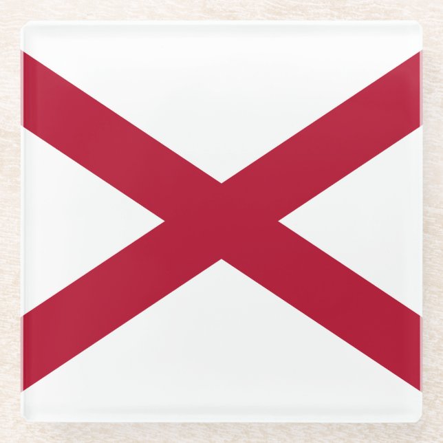 Dessous-de-verre En Verre Drapeau d'État de l'Alabama (Devant)