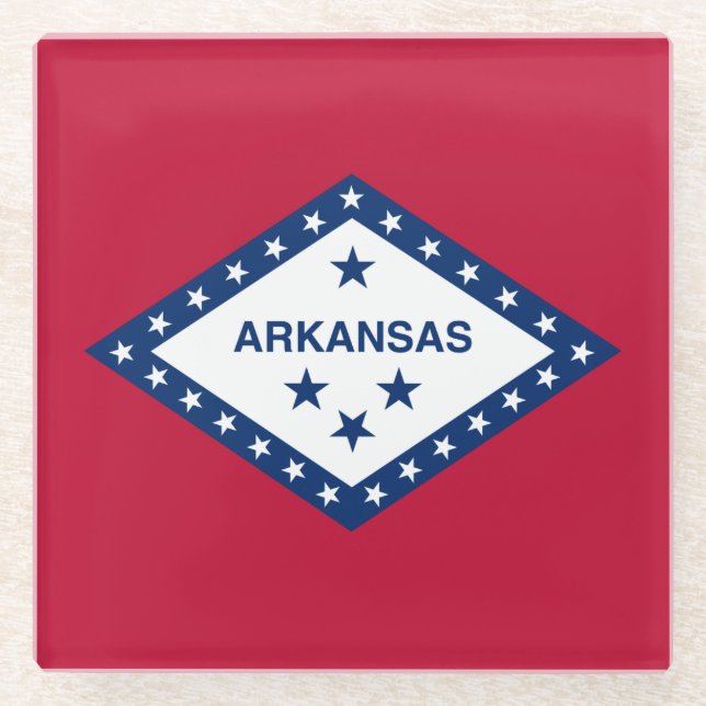 Dessous-de-verre En Verre Drapeau d'État de l'Arkansas (Devant)