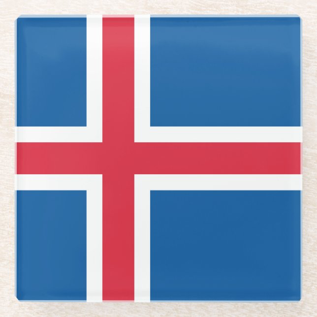 Dessous-de-verre En Verre Drapeau d'Islande (Devant)