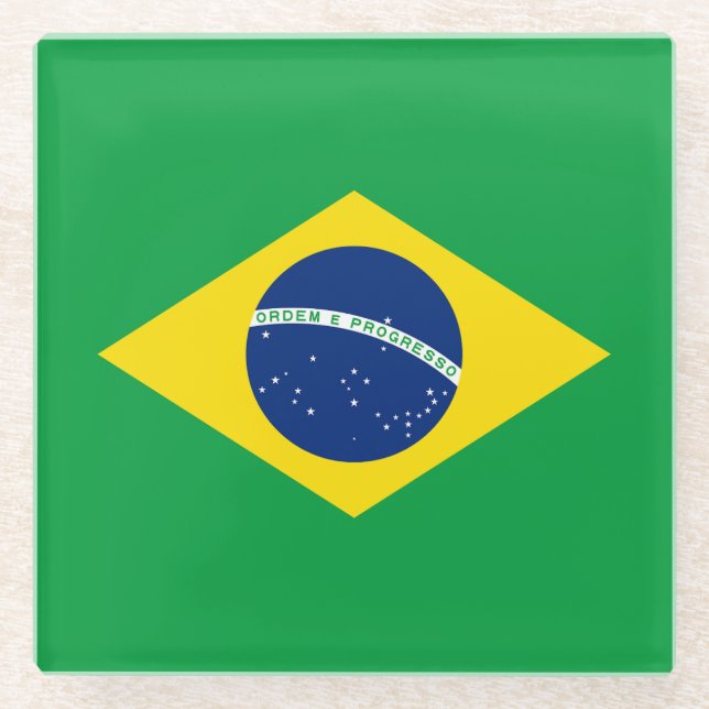 Dessous-de-verre En Verre Drapeau du Brésil patriotique (Devant)
