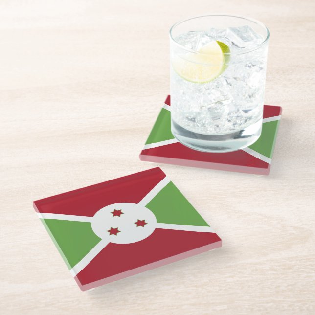 Dessous-de-verre En Verre Drapeau du Burundi (Incliné)