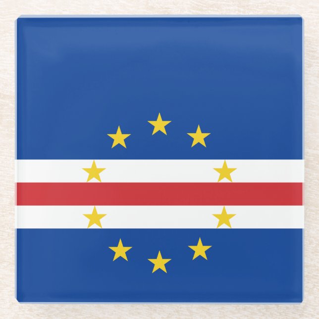 Dessous-de-verre En Verre Drapeau du Cap-Vert (Devant)