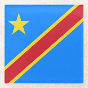 Dessous-de-verre En Verre Drapeau du Congo Kinshasa
