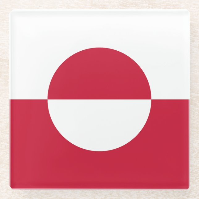 Dessous-de-verre En Verre Drapeau du Groenland (Devant)