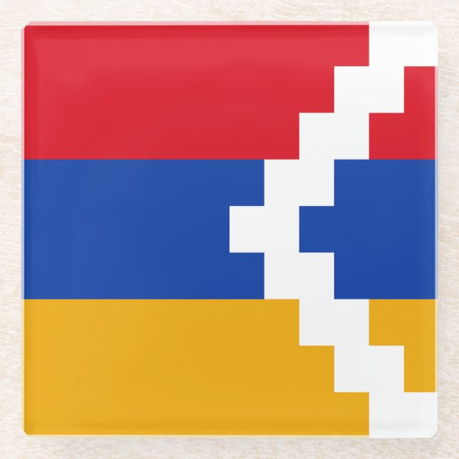 Dessous-de-verre En Verre Drapeau du Haut-Karabakh (Devant)