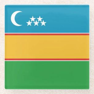 Dessous-de-verre En Verre Drapeau du Karakalpakstan