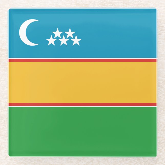 Dessous-de-verre En Verre Drapeau du Karakalpakstan (Devant)
