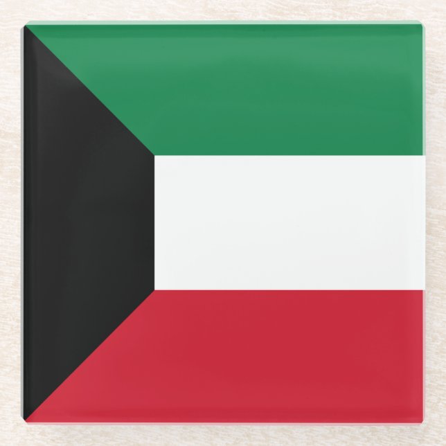 Dessous-de-verre En Verre Drapeau du Koweït (Devant)