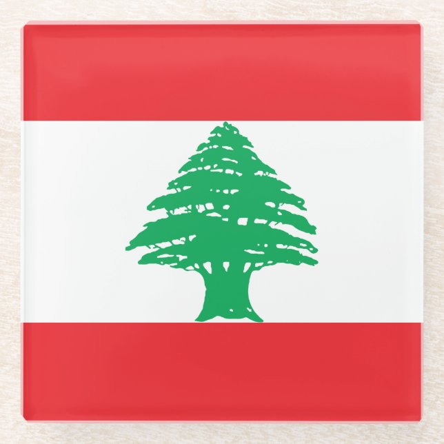 Dessous-de-verre En Verre Drapeau du Liban (Devant)