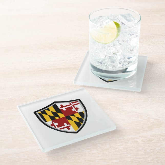 Dessous-de-verre En Verre Drapeau du Maryland (Incliné)