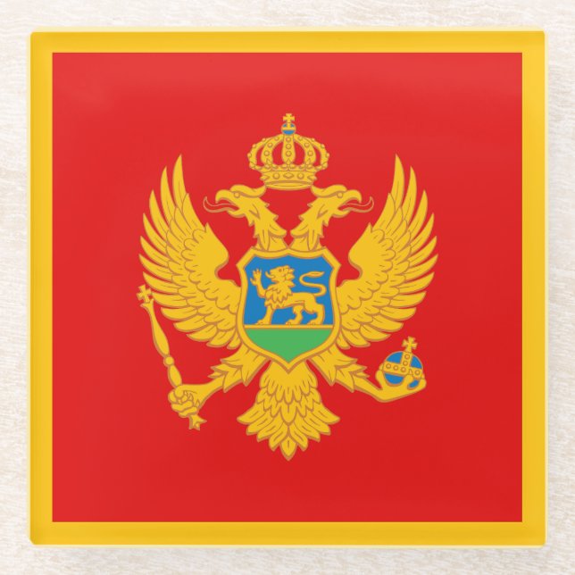 Dessous-de-verre En Verre Drapeau du Monténégro (Devant)
