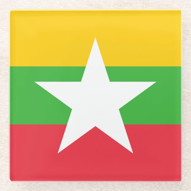 Dessous-de-verre En Verre Drapeau du Myanmar (Devant)