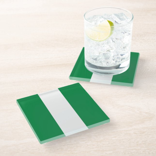 Dessous-de-verre En Verre Drapeau du Nigeria (Incliné)