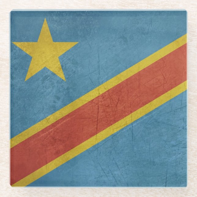 Dessous-de-verre En Verre Drapeau du République démocratique du Congo (Devant)