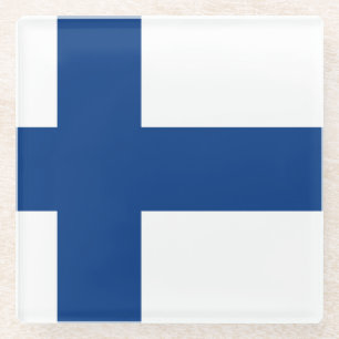 Dessous-de-verre En Verre Drapeau Finlande